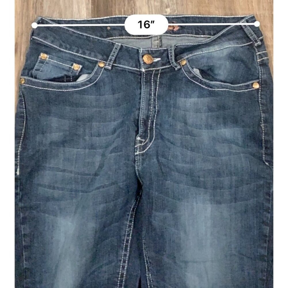 Philanthropic Jeans Womens Size 16 Blue Denim Straight Leg Mid Rise Medium Wash - Picture 9 of 14